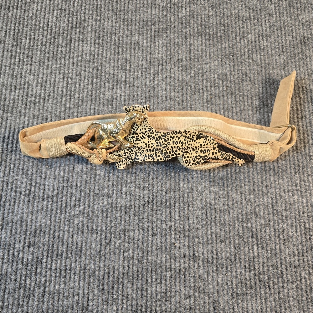 Carolyn Tanner Designs Leopard Belt Buckle Stretch Belt‎ Safari Animal Statement